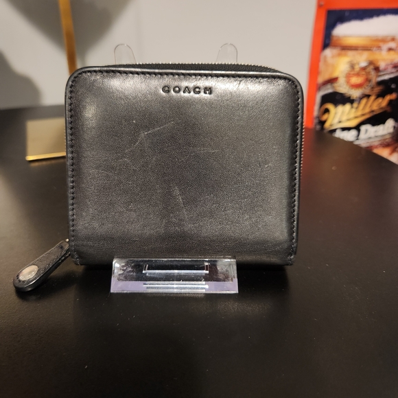 Coach Handbags - Coach Black Leather Zip Around Wallet